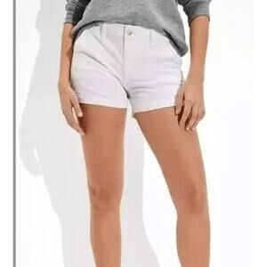 American Eagle Outfitters Midi Shorts Women 12 White Stretch Light Academia